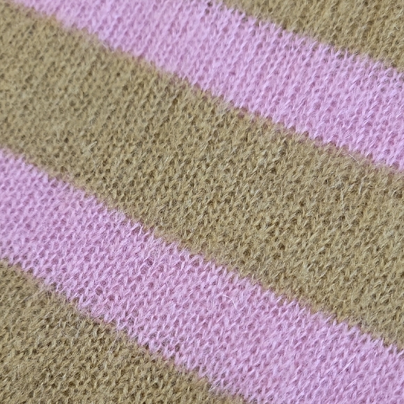 LOFT Olive and Lavender Mohair Blend Striped Sweater - Picture 8 of 11